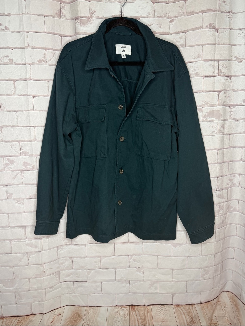 Mode of One Utility Shacket | Women’s Medium | Dark Teal Cotton